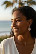 Rose Quartz Earrings at the Beach